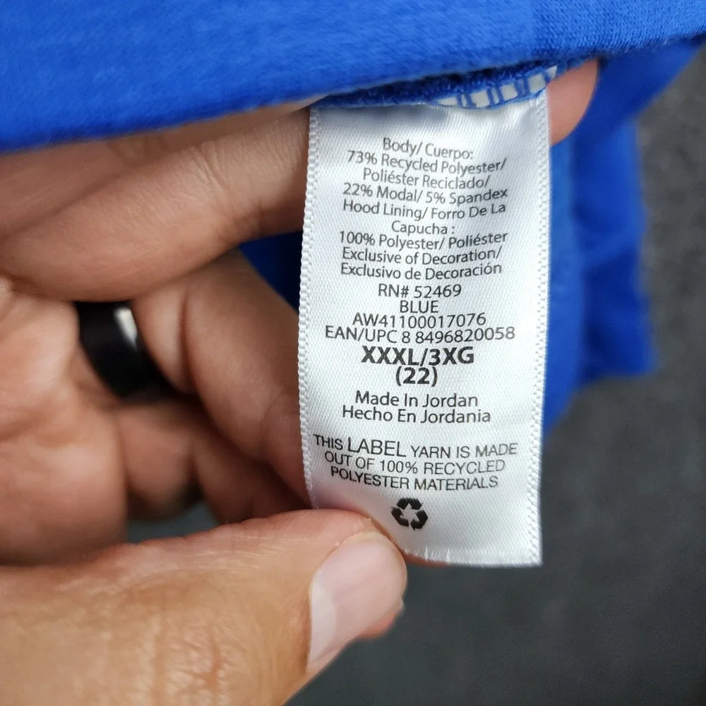 Athletic Works Hoodie Men 3XL Blue Pullover Raglan Sleeve AW41100017076‎